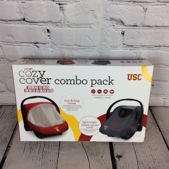 USC Trojans NCAA Cozy Cover Combo Pack Sun/Bug & Lightweight Car Seat Covers - Picture 1 of 6